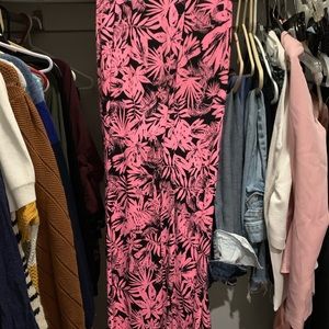 Pink and black bell bottom stretchy pants